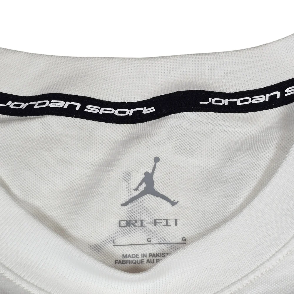 NWT Nike Air Jordan Sport Dri-Fit White Jordan Graphic T-Shirt, Men's Size Large